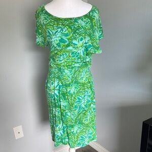 Lilly Pulitzer Green and Blue Floral Midi Dress